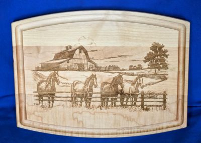 Horses and Barn Maple board